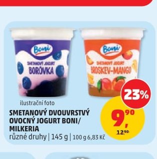 SMETANOVÝ DVOUVRSTVÝ OVOCNÝ JOGURT BONI/MILKERIA