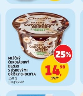 MLÉČNÝ ČOKOLÁDOVÝ DEZERT S LÍSKOVÝMI OŘÍŠKY CHOCO'LA