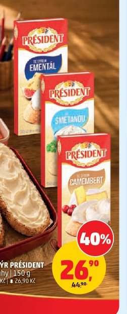 Tavený sýr Président
