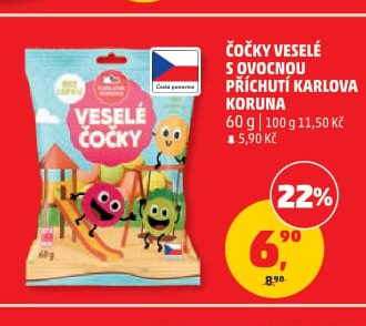 ČOČKY VESELÉ S OVOCNOU PŘÍCHUTÍ KARLOVA KORUNA