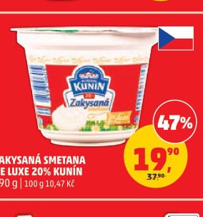 Zakysaná smetana de Luxe 20% Kunín