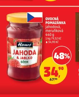 Ovocná pomazánka jahodová, meruňková Hame