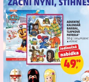ADVENTNÍ KALENDÁŘ BARIBAL, TLAPKOVÁ PATROLA 50 g