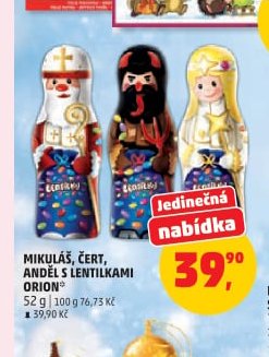 MIKULÁŠ, ČERT, ANDĚL S LENTILKAMI ORION 52 g
