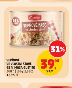 Vepřové ve vlastní šťávě 98 % masa Gustito