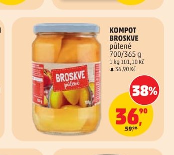 Kompot broskve půlené