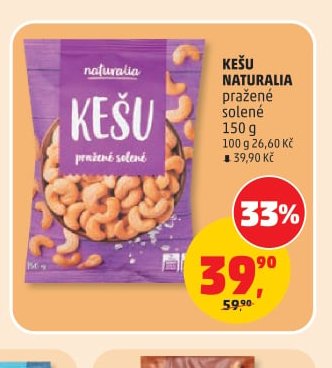 KEŠU NATURALIA pražené solené 150 g