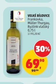 Velké Bílovice Frankovka, Müller Thurgau, Ryzlink vlašský