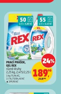 Prací prášek, gel Rex