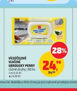 Víceúčelové vlhčené ubrousky Penny