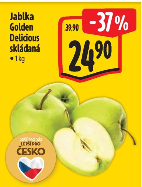 Jablka Golden Delicious skládaná