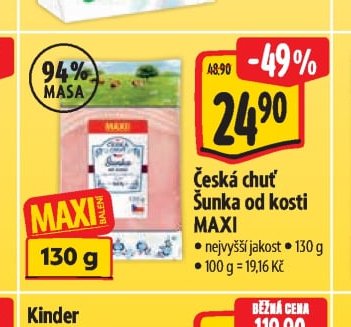 Česká chuť Šunka od kosti MAXI