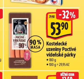 Kostelecké uzeniny Poctivé vídeňské párky