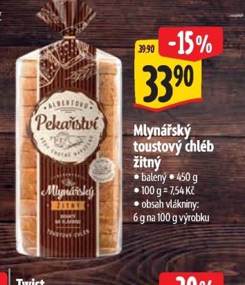 Mlynářský toustový chléb žitný