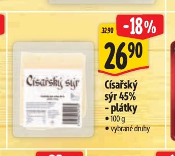 Císařský sýr 45% plátky