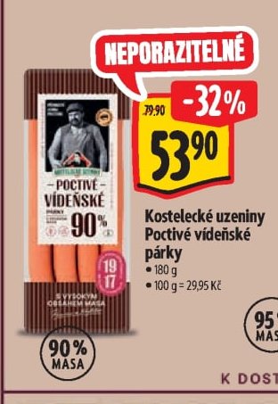 Kostelecké uzeniny Poctivé vídeňské párky