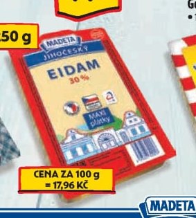 Madeta Jihočeský eidam 30% - plátky