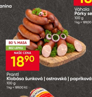 Prantl Klobása šunková | ostravská | papriková