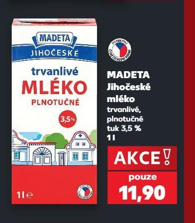 MADETA Jihočeské mléko trvanlivé 1 l