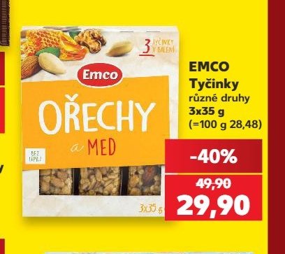 Emco ořechy a med tyčinky 3x35 g