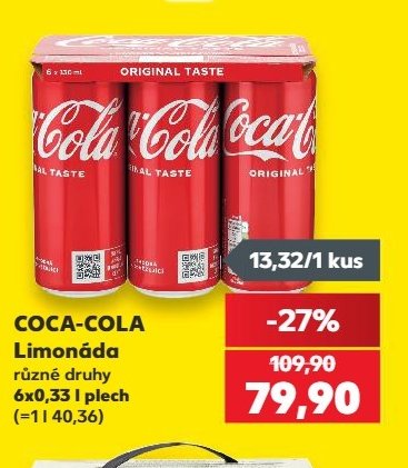Coca-Cola limonáda 6x0,33 l plech