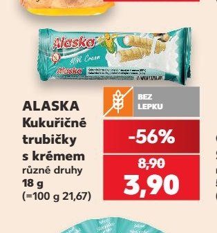 ALASKA Kukuřičné trubičky s krémem 18 g
