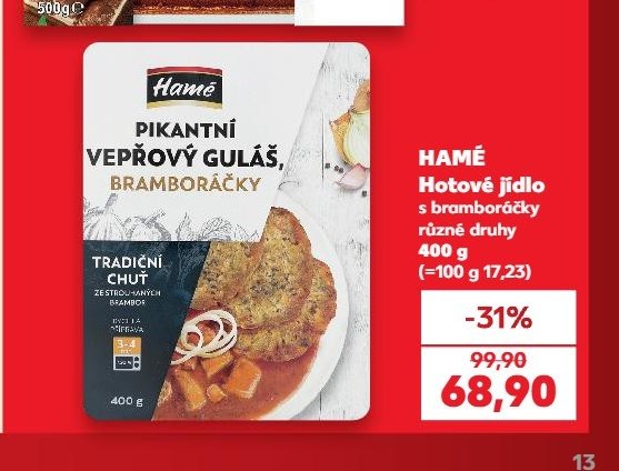 HAMÉ Hotové jídlo s bramboráčky 400 g