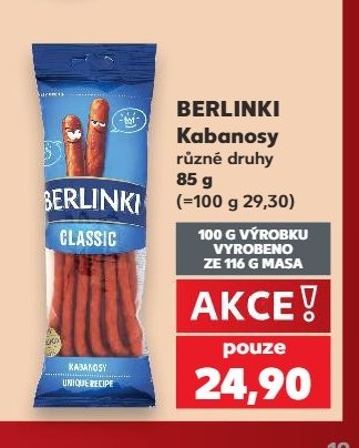 BERLINKI Kabanosy různé druhy 85 g