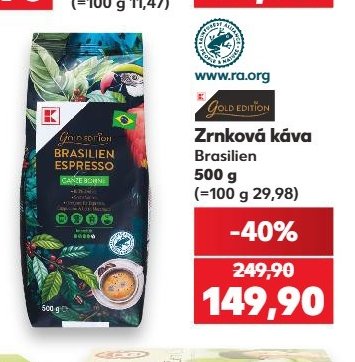 K-Classic Zrnková káva Brasilien 500 g