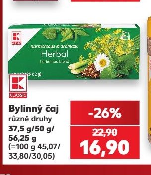 K-Classic Bylinný čaj různé druhy 37,5 g/50 g