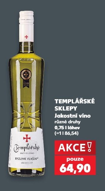 Templářské sklepy jakostní víno