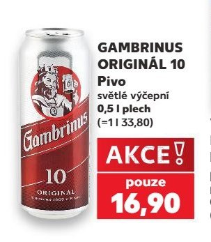 GAMBRINUS ORIGINÁL 10 Pivo světlé výčepní