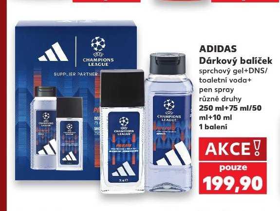 Adidas dárkový balíček 250 ml + 75 ml + 50 ml + 10 ml