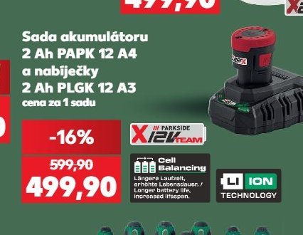 Sada akumulátoru 2 Ah PAPK 12 A4 a nabíječky 2 Ah PLGK 12 A3