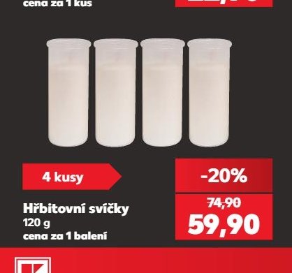 Hřbitovní svíčky 120 g (4 kusy)