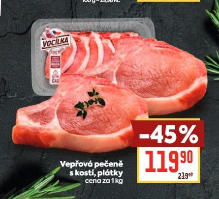 Vepřová pečeně s kostí, plátky
