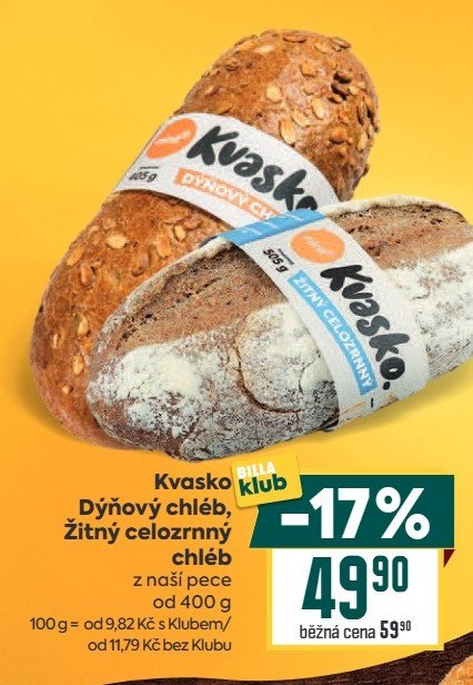 Kvasko Dýňový chléb, Žitný celozrnný chléb