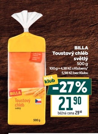 BILLA Toustový chléb světlý