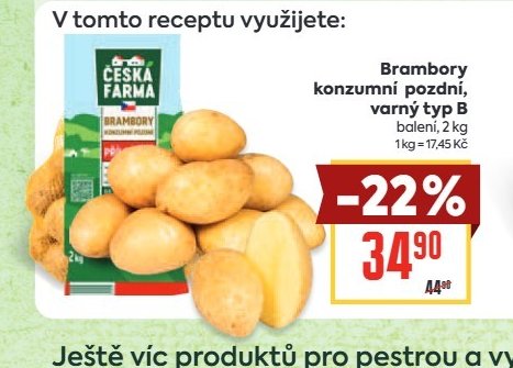 Brambory konzumní pozdní, varný typ B