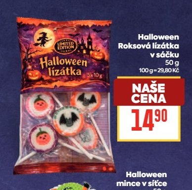 Halloween Roksová lízátka v sáčku