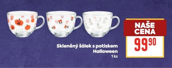 Skleněný šálek s potiskem Halloween