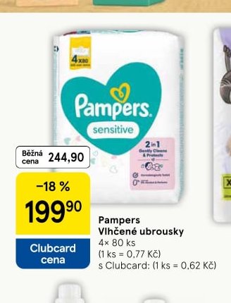 Pampers Vlhčené ubrousky 4× 80 ks