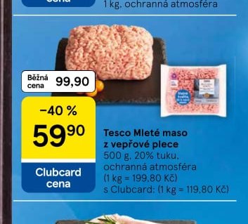 Tesco Mleté maso z vepřové plece