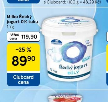 Milko Řecký jogurt 0% tuku