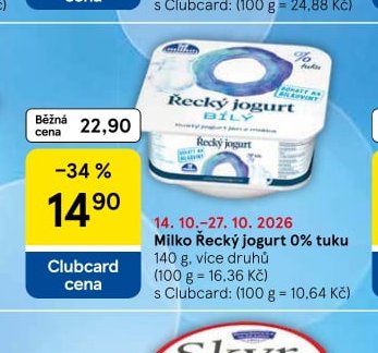 Milko Řecký jogurt 0% tuku