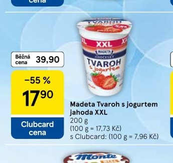 Madeta Tvaroh s jogurtem jahoda XXL