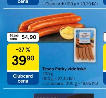 Tesco Párky vídeňské 200 g