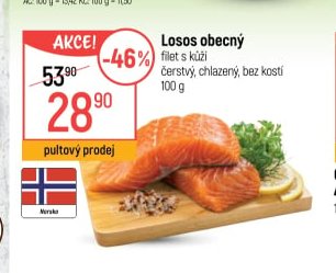 Losos obecný filet s kůží 100 g