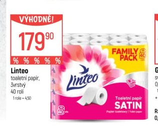 Linteo toaletní papír 3vrstvý 40 rolí