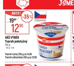 Váš Výběr Tvaroh polotučný 250 g